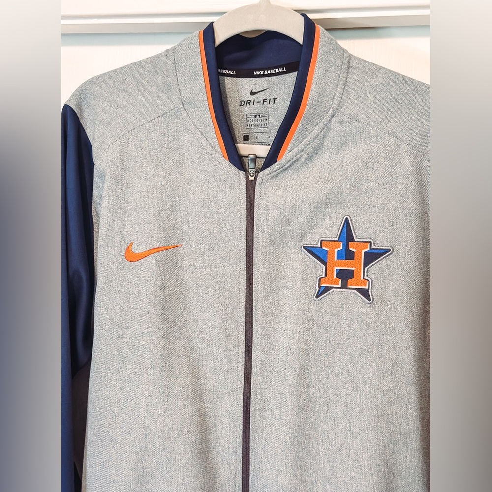 Men's Houston Astros Nike Dry-Fit Gray Blue Game Performance Full Zip Jacket - Picture 2 of 14